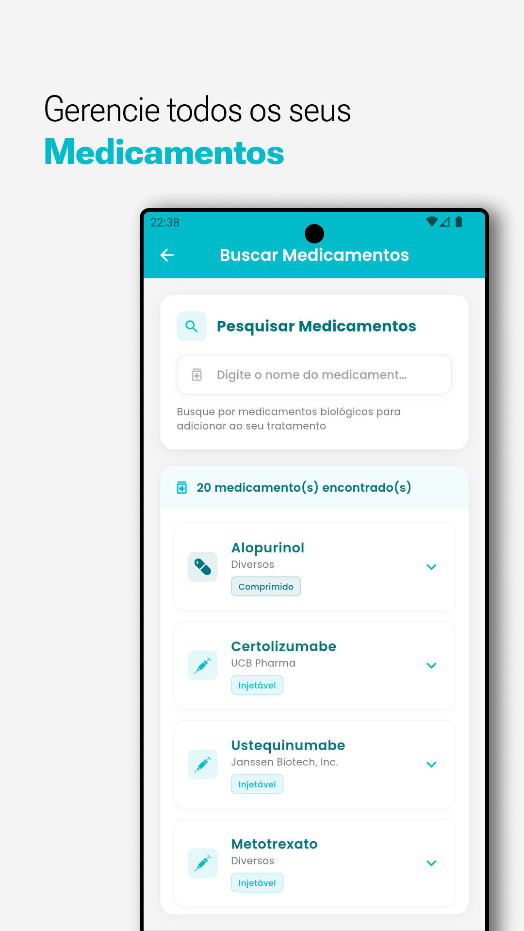 mobile app medication list interface showing Crohn
