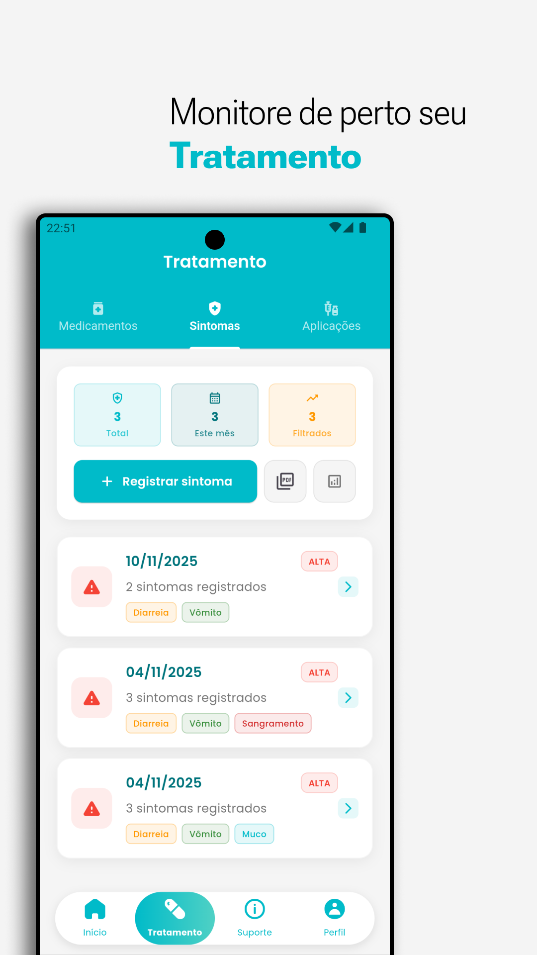 symptom tracking interface for IBD patients with pain intensity scales, emotional state indicators, and bowel movement details in medical app design